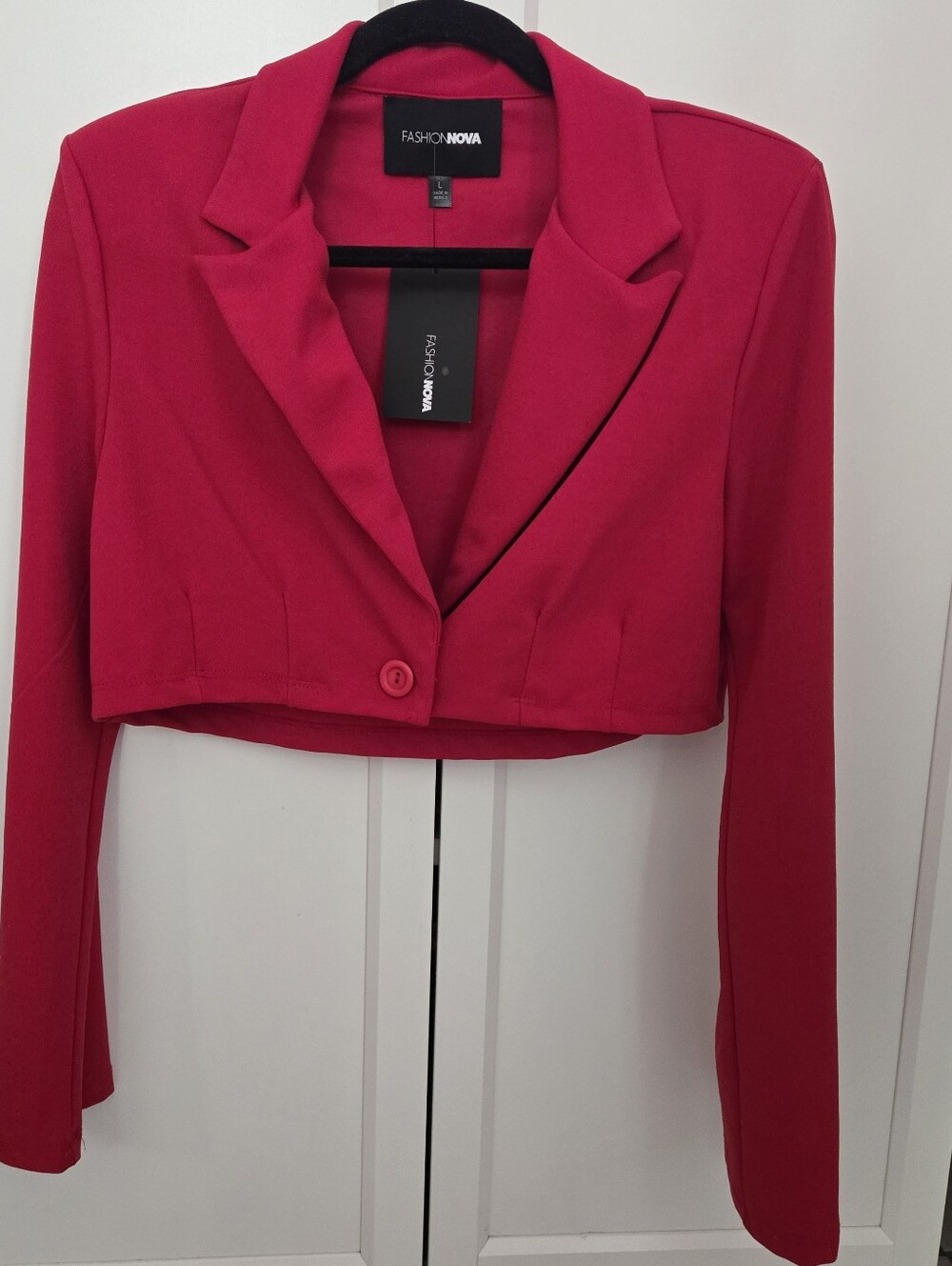 Fashion Nova Women's Cropped Blazer Jacket Red